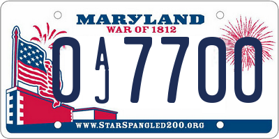 MD license plate 0AJ7700