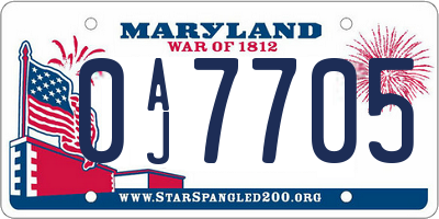 MD license plate 0AJ7705