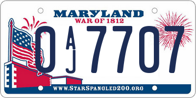 MD license plate 0AJ7707