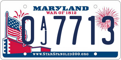 MD license plate 0AJ7713