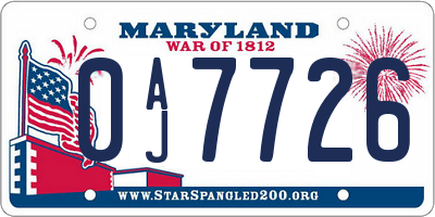 MD license plate 0AJ7726