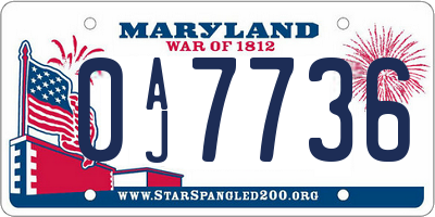 MD license plate 0AJ7736