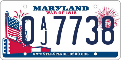 MD license plate 0AJ7738