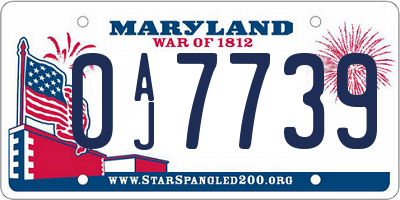 MD license plate 0AJ7739