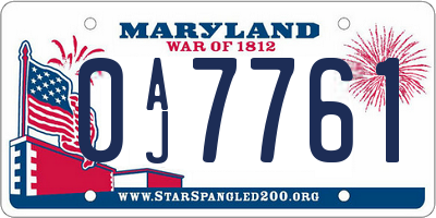 MD license plate 0AJ7761