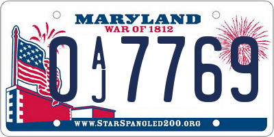 MD license plate 0AJ7769