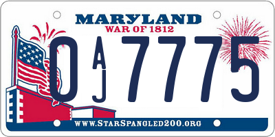 MD license plate 0AJ7775