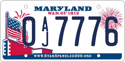 MD license plate 0AJ7776