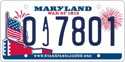 MD license plate 0AJ7801