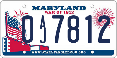 MD license plate 0AJ7812