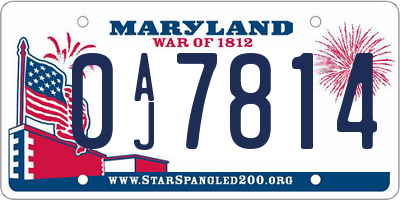 MD license plate 0AJ7814