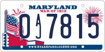 MD license plate 0AJ7815