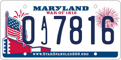 MD license plate 0AJ7816