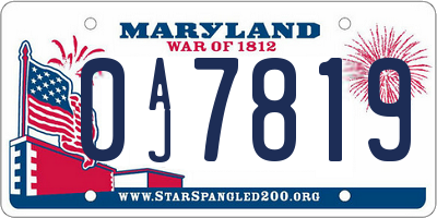 MD license plate 0AJ7819