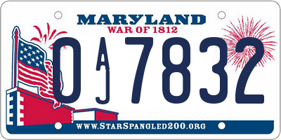 MD license plate 0AJ7832