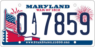 MD license plate 0AJ7859