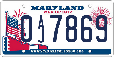 MD license plate 0AJ7869
