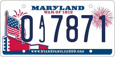 MD license plate 0AJ7871