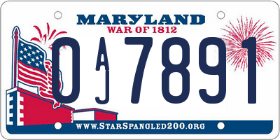 MD license plate 0AJ7891