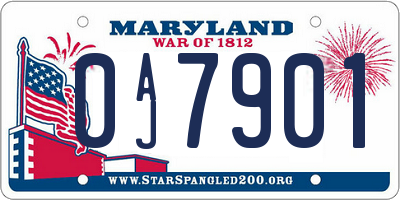 MD license plate 0AJ7901