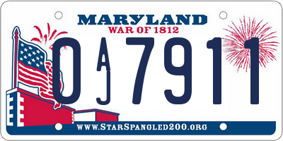 MD license plate 0AJ7911