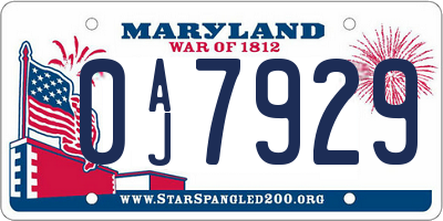 MD license plate 0AJ7929