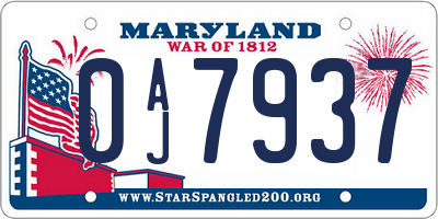 MD license plate 0AJ7937