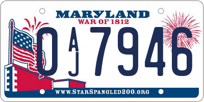 MD license plate 0AJ7946