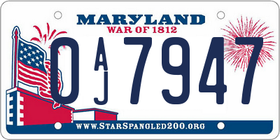 MD license plate 0AJ7947