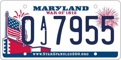 MD license plate 0AJ7955
