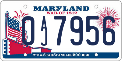 MD license plate 0AJ7956