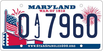 MD license plate 0AJ7960