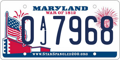MD license plate 0AJ7968