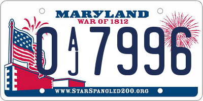 MD license plate 0AJ7996
