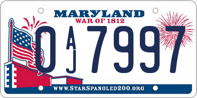 MD license plate 0AJ7997