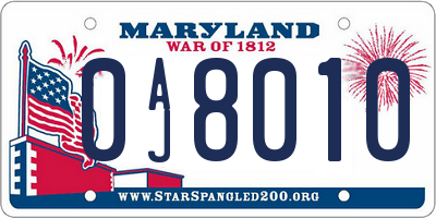 MD license plate 0AJ8010