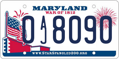 MD license plate 0AJ8090