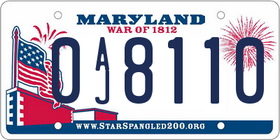 MD license plate 0AJ8110