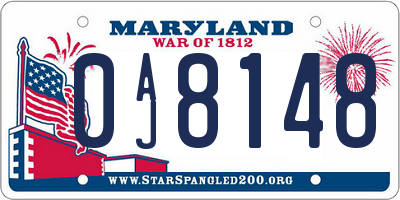 MD license plate 0AJ8148