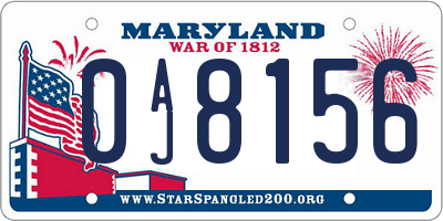 MD license plate 0AJ8156