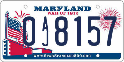 MD license plate 0AJ8157