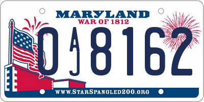 MD license plate 0AJ8162