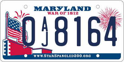 MD license plate 0AJ8164