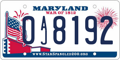 MD license plate 0AJ8192