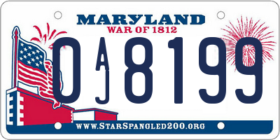 MD license plate 0AJ8199