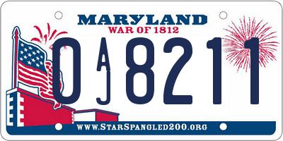 MD license plate 0AJ8211