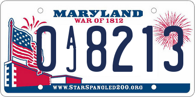 MD license plate 0AJ8213