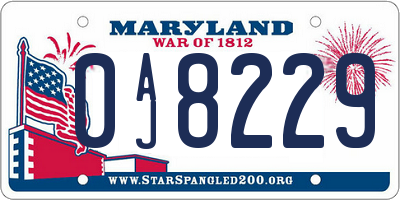 MD license plate 0AJ8229