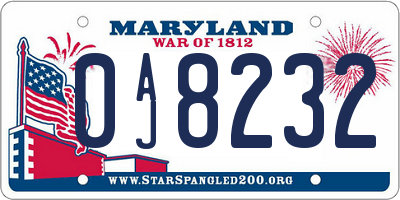 MD license plate 0AJ8232