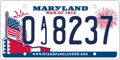 MD license plate 0AJ8237